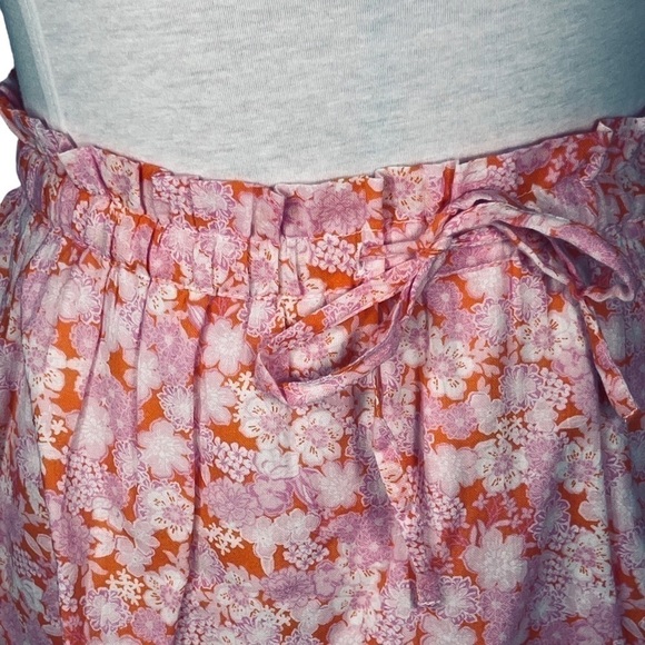 Abound skirt drawstring waist lined aline gauzy coral pink tarry floral size XXS - Picture 6 of 13